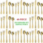 Titanium Plated Flatware Set for 8 – 40 Pieces