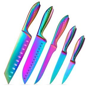 5-Piece Rainbow Titanium Kitchen Knife Set