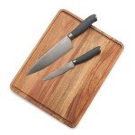 Titanium-Coated Cutlery Set with Acacia Board