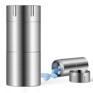Titanium Keychain Pill Case with 2 Compartments