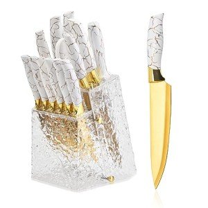 Titanium Coated Kitchen Knife Set with Block