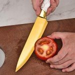 Titanium Coated Kitchen Knife Set with Block