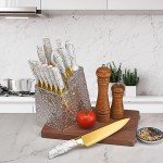 Titanium Coated Kitchen Knife Set with Block