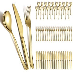 Titanium Plated Gold Silverware Set for 20