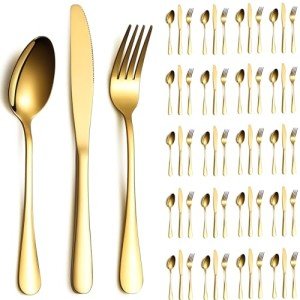 60-Piece Titanium Silverware Set for 20 Guests