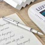 Asvine J16 Brushed Titanium Fountain Pen Set