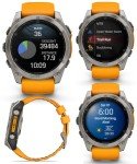 Wearable4U Garmin Fenix 8 – 51 mm, AMOLED Multisport GPS Smartwatch, Sapphire, Titanium with Spark Orange/Graphite Silicone Band, Built-in LED Flashlight Black Earbuds Bundle