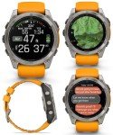 Wearable4U Garmin Fenix 8 – 51 mm, AMOLED Multisport GPS Smartwatch, Sapphire, Titanium with Spark Orange/Graphite Silicone Band, Built-in LED Flashlight Black Earbuds Bundle