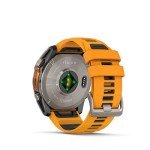 Wearable4U Garmin Fenix 8 – 51 mm, AMOLED Multisport GPS Smartwatch, Sapphire, Titanium with Spark Orange/Graphite Silicone Band, Built-in LED Flashlight Black Earbuds Bundle