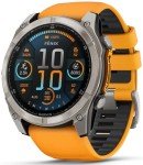 Wearable4U Garmin Fenix 8 – 51 mm, AMOLED Multisport GPS Smartwatch, Sapphire, Titanium with Spark Orange/Graphite Silicone Band, Built-in LED Flashlight Black Earbuds Bundle