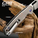 CJRB Pyrite-Alt Titanium Folding Knife - 8.9cm Blade