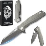 Titanium Damascus Folding Knife for EDC Adventures