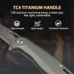 Titanium Damascus Folding Knife for EDC Adventures
