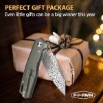 Titanium Damascus Folding Knife for EDC Adventures
