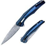 Bunnyedge EDC Folding Knife with Damascus Blade