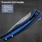 Bunnyedge EDC Folding Knife with Damascus Blade