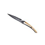 Deejo Black Titanium Olive Wood Folding Knife
