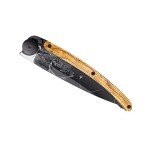 Deejo Black Titanium Olive Wood Folding Knife