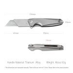 Titanium Folding Utility Knife with Clip and Blades