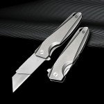 Titanium Folding Utility Knife with Clip and Blades