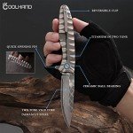 Titanium Frame Lock Folding Knife with Damascus Blade
