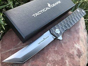 Tactical Titanium Pocket Folding Knife with Sheath