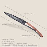 Deejo Ultra-Light Coral Wood Folding Knife 1.3OZ