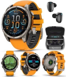 Garmin Fenix 8 Titanium GPS Smartwatch with Earbuds