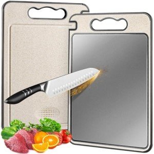 Double-Sided Titanium Cutting Board with Knife Sharpener