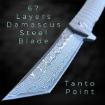 Titanium Damascus Pocket Knife with Sheath