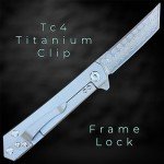 Titanium Damascus Pocket Knife with Sheath