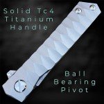 Titanium Damascus Pocket Knife with Sheath