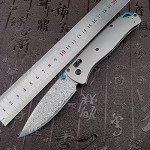 Titanium Folding Pocket Knife with Damascus Blade