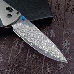 Titanium Folding Pocket Knife with Damascus Blade