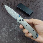 Titanium Folding Pocket Knife with Damascus Blade