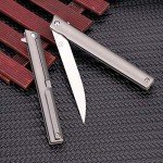 Slim Titanium EDC Folding Pocket Knife, 3.5" Blade