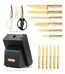 Gold Titanium Kitchen Knife Set with Sharpener