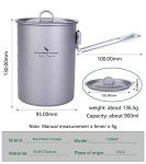 Ultralight 900ml Titanium Camping Pot with Lid