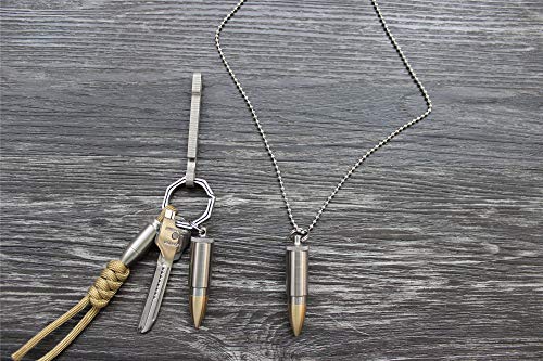 WANERSEN Titanium Brass Pill Necklace Waterproof Capsule Case