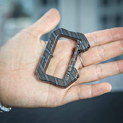 Blue Titanium Carabiner Clip Keychain for Outdoor Tools