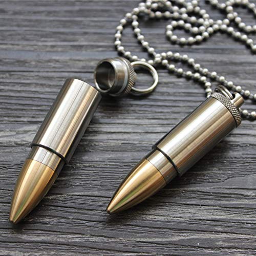 WANERSEN Titanium Brass Pill Necklace Waterproof Capsule Case