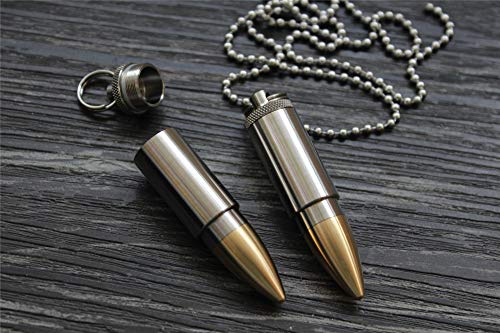 WANERSEN Titanium Brass Pill Necklace Waterproof Capsule Case