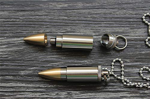 WANERSEN Titanium Brass Pill Necklace Waterproof Capsule Case