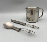Keith Titanium Spork, Knife & Black Elk Cup Set