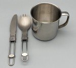 Keith Titanium Spork, Knife & Black Elk Cup Set
