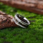 Titanium Wedding Band with Antler Patterns and Gold Inlays