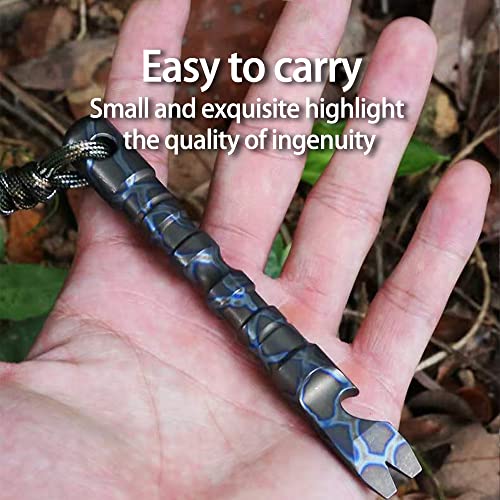 Blue Titanium Multi-Tool Prybar Keychain Screwdriver Bottle Opener