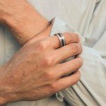 Titanium Wedding Band with Deer Antler Patterns