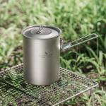 Ultralight 900ml Titanium Camping Pot with Lid