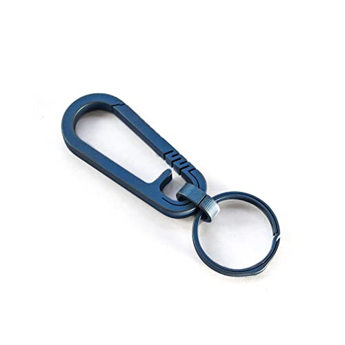 Blue Titanium Carabiner Clip Keychain for Outdoor Activities